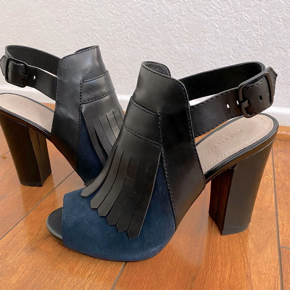 Pour La Victoire Black Navy Shoes Heels 6 “Elyse”
